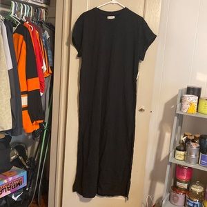 Maxi length black t shirt dress